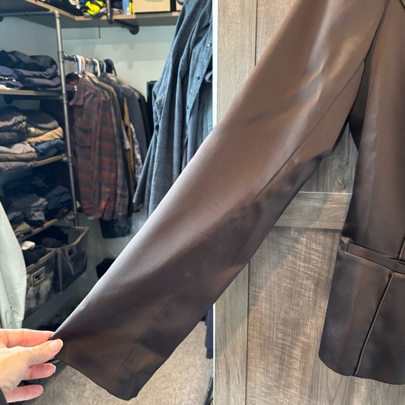 Cache Satin Blazer Jacket brown size 6 - Picture 8 of 11